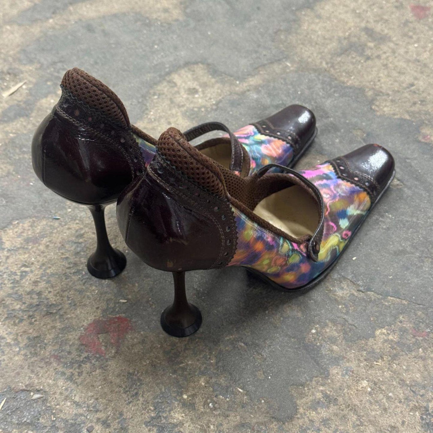 Archival Y2K Miu Miu Holographic Brogue Mary Jane Heels