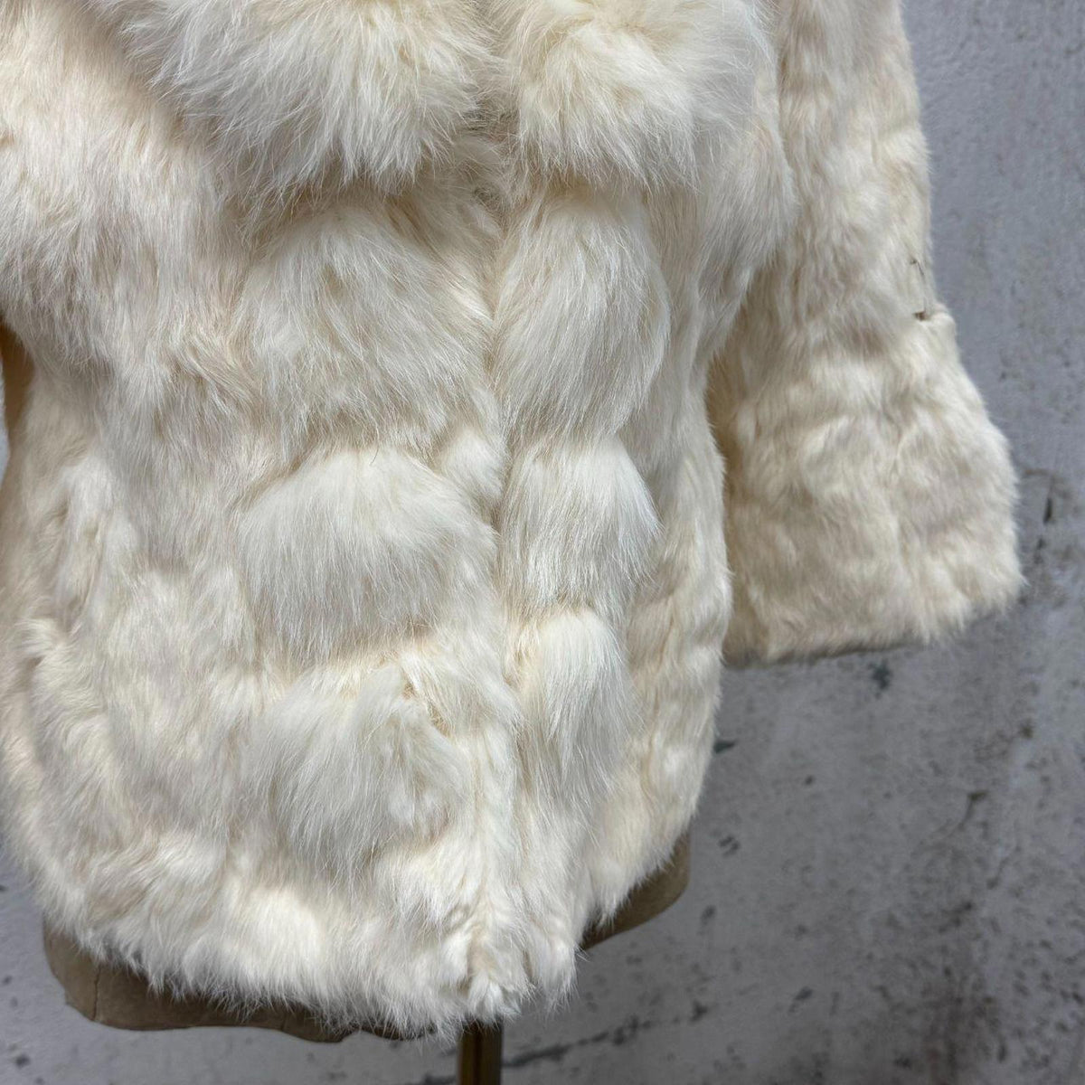 Vintage Y2K Cream Rabbit & Fox Fur Coat