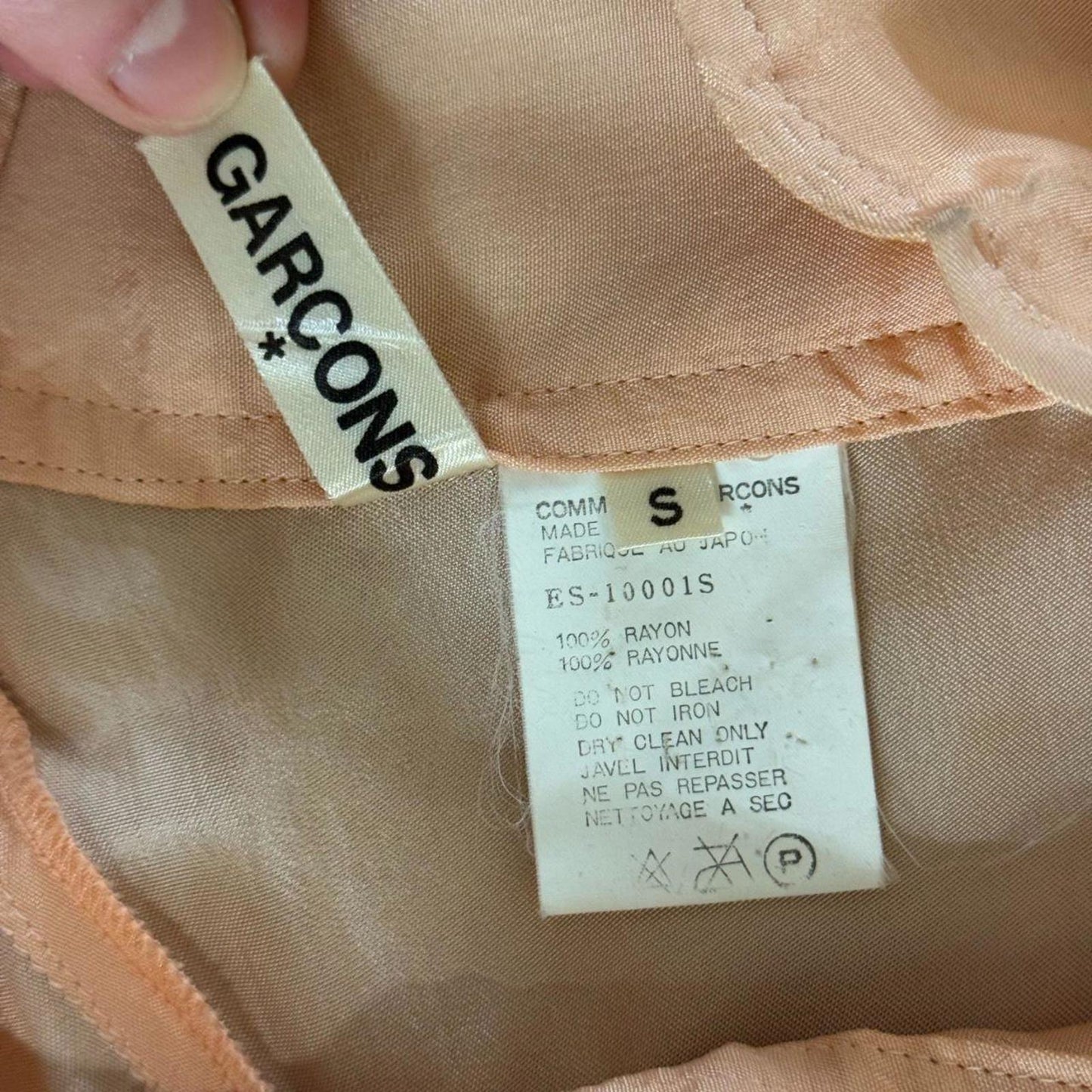 90s Vintage Comme des Garçons Peach Pink Asymmetric Satin Slip Skirt