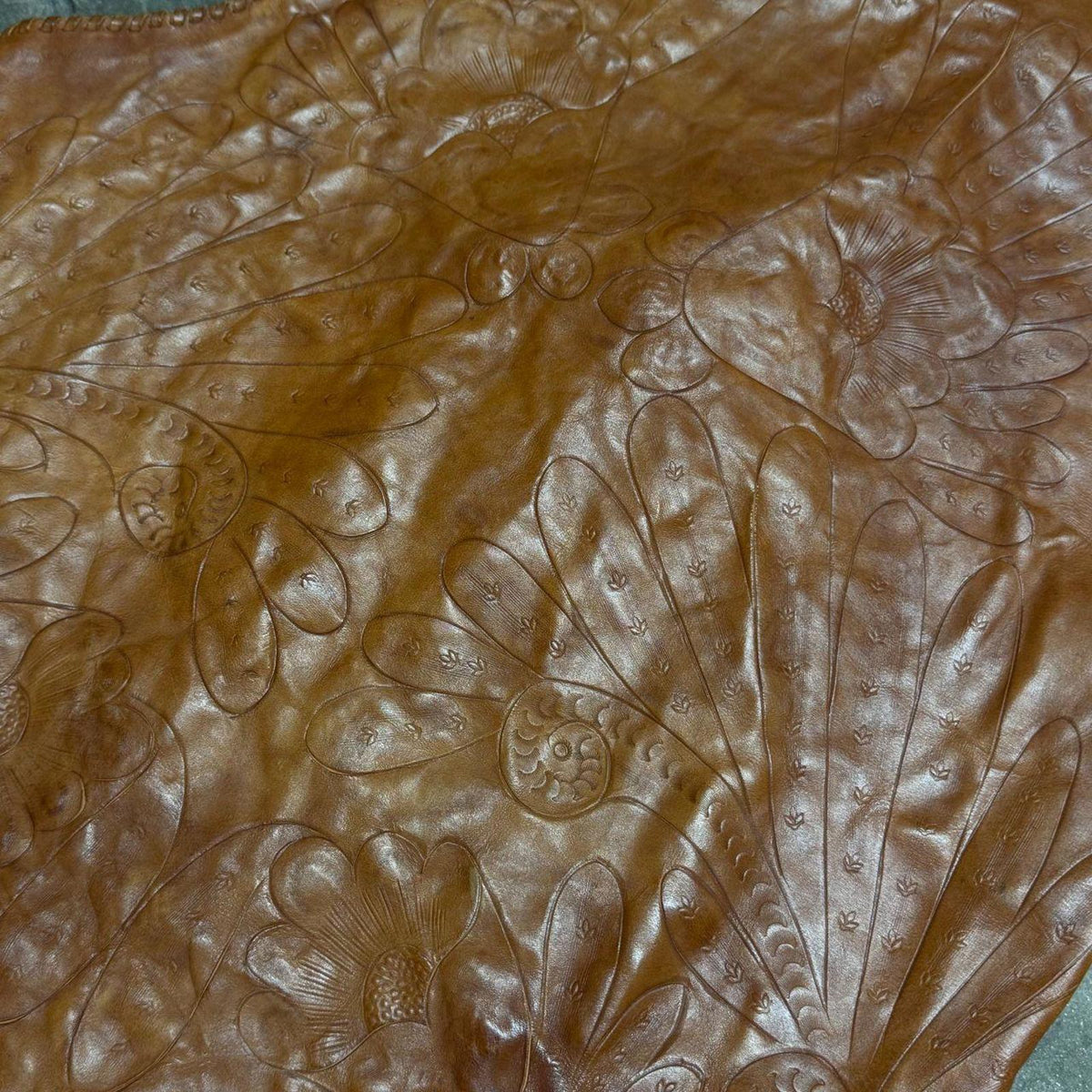 Vintage 60s 70s Leather Western Film Costume Vest Brown Embossed