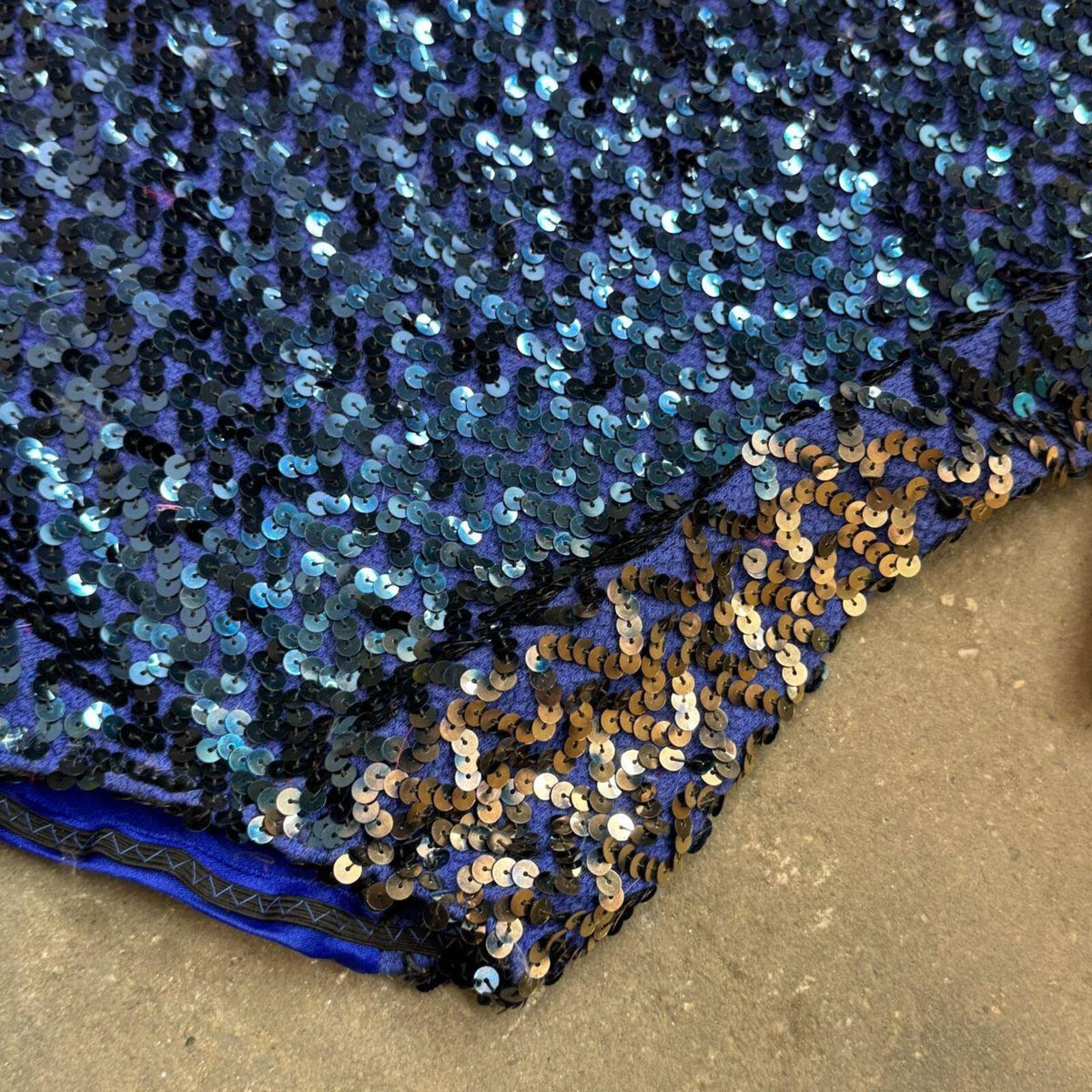Vintage Film Costume 1960s/70s Royal Blue Sequin Showgirl Bodysuit M