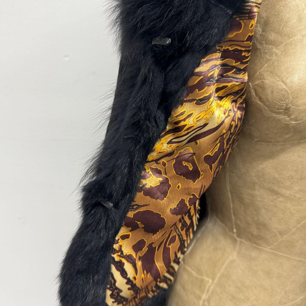 Vintage Black Rabbit & Fox Fur Coat Afghan Penny Lane Cropped Jacket