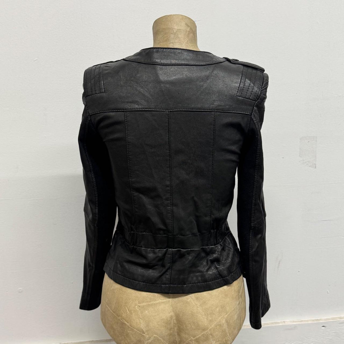 Vintage Black Cargo Pocket Utility Avant Garde Leather Jacket