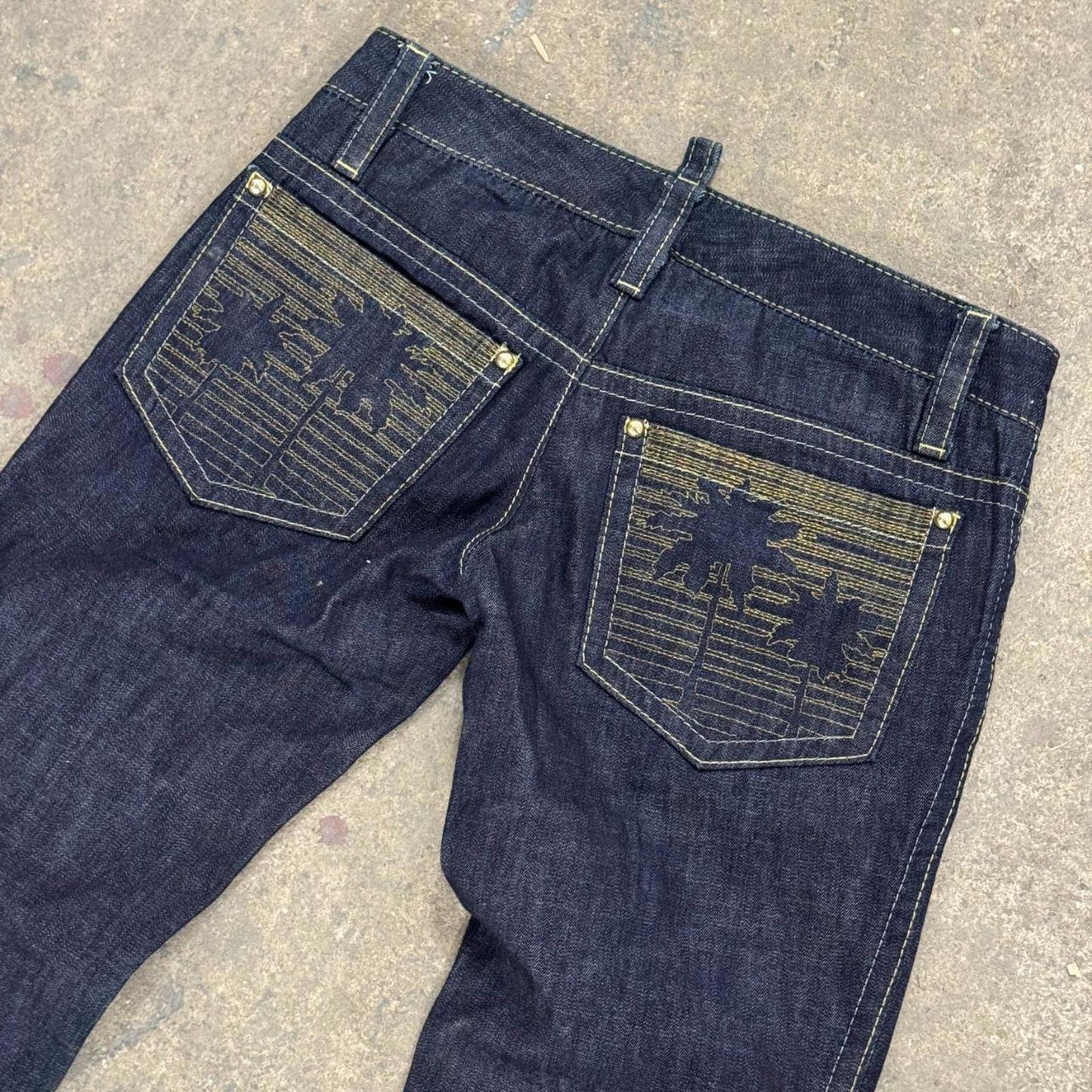 Y2K Vintage Dsquared2 Ultra Low-Rise Dark Wash Flare Jeans