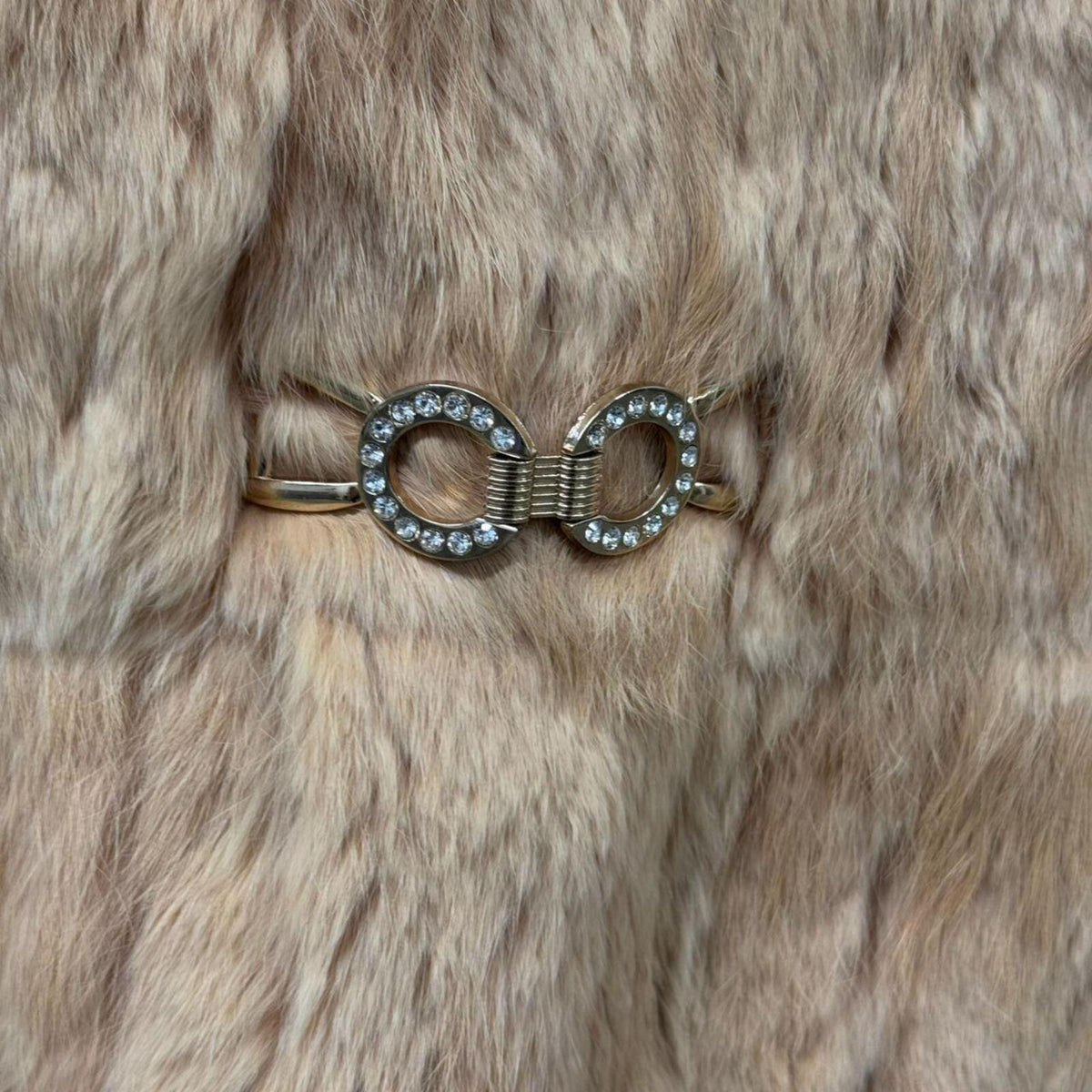 Vintage Peach Rabbit Fur Jacket with Fox Fur Trim Coat