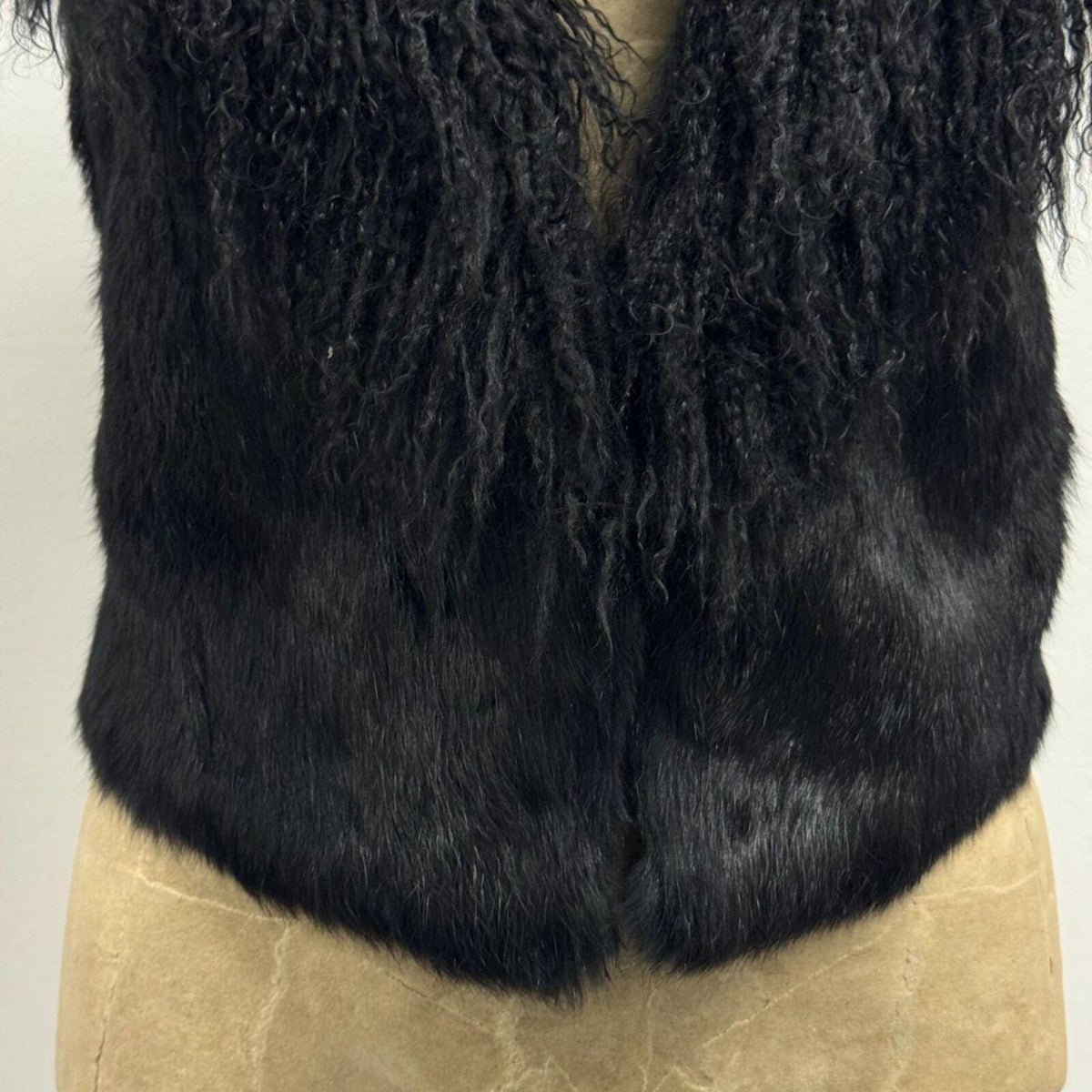 Vintage Black Y2K Mongolian Lamb & Rabbit Fur Vest