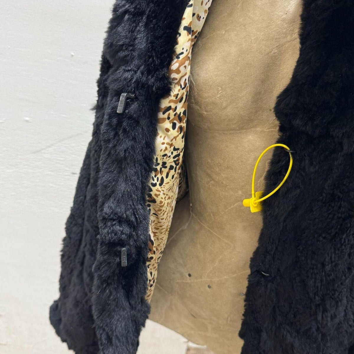 Vintage Black Rabbit & Fox Fur Jacket Coat