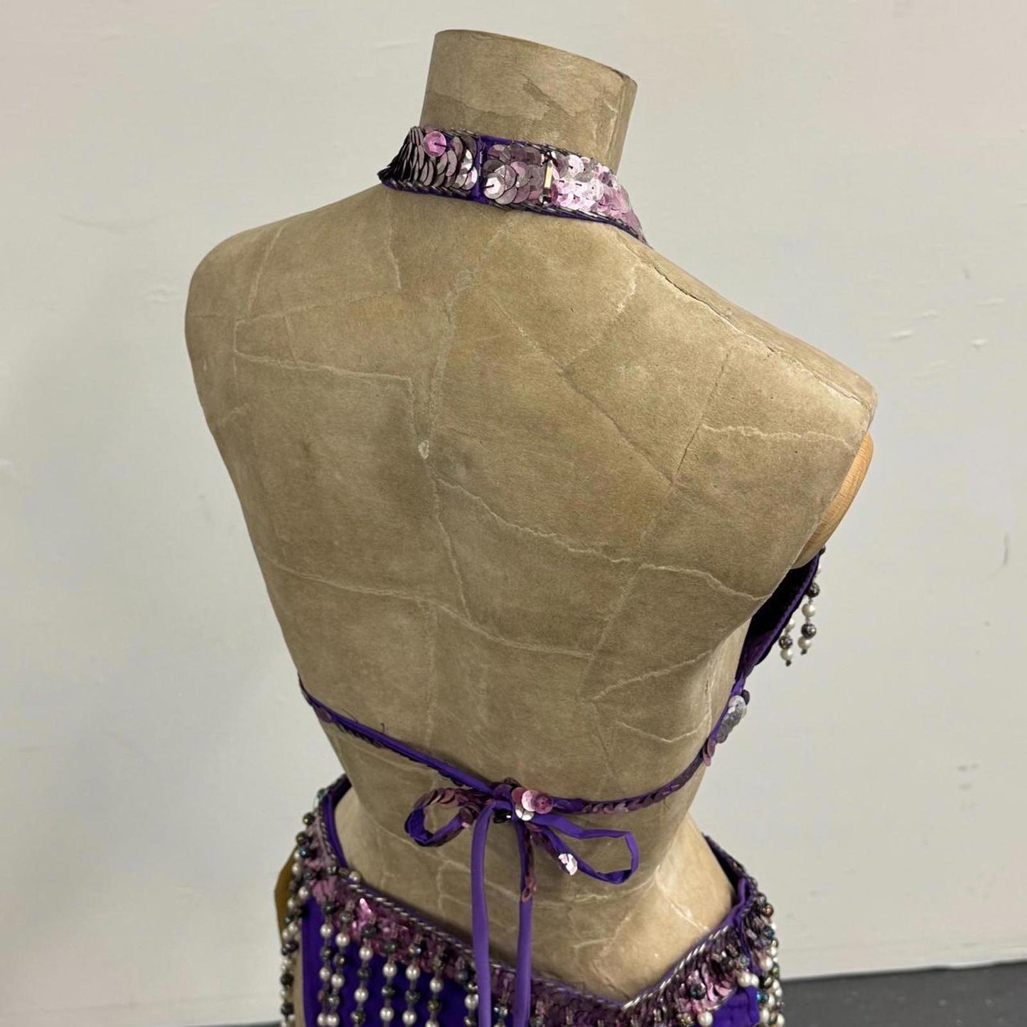 Vintage Purple & Silver Sequin Showgirl Costume Set