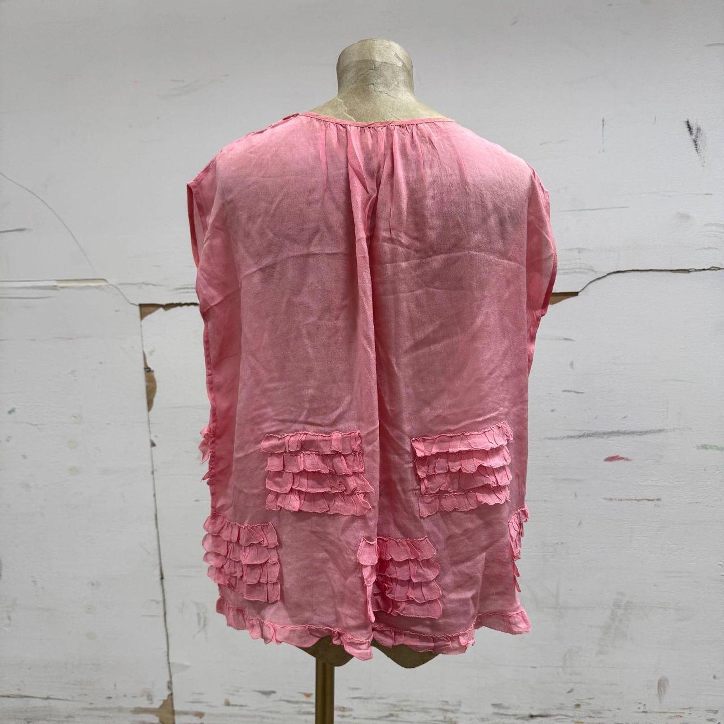 Vintage 1920s Pink Silk Ruffle Bloomers Lingerie Set