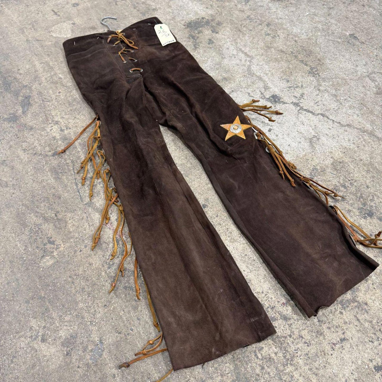 Vintage 40s 50s Brown Suede Western Leather Fringe Trousers