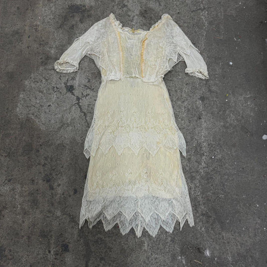 Antique Edwardian Lace Tea Dress / Bridal Wedding