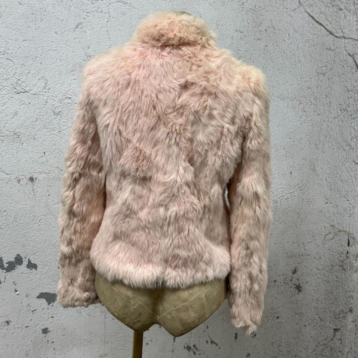 Vintage Y2K Blossom-Pink Rabbit Fur Jacket Coat