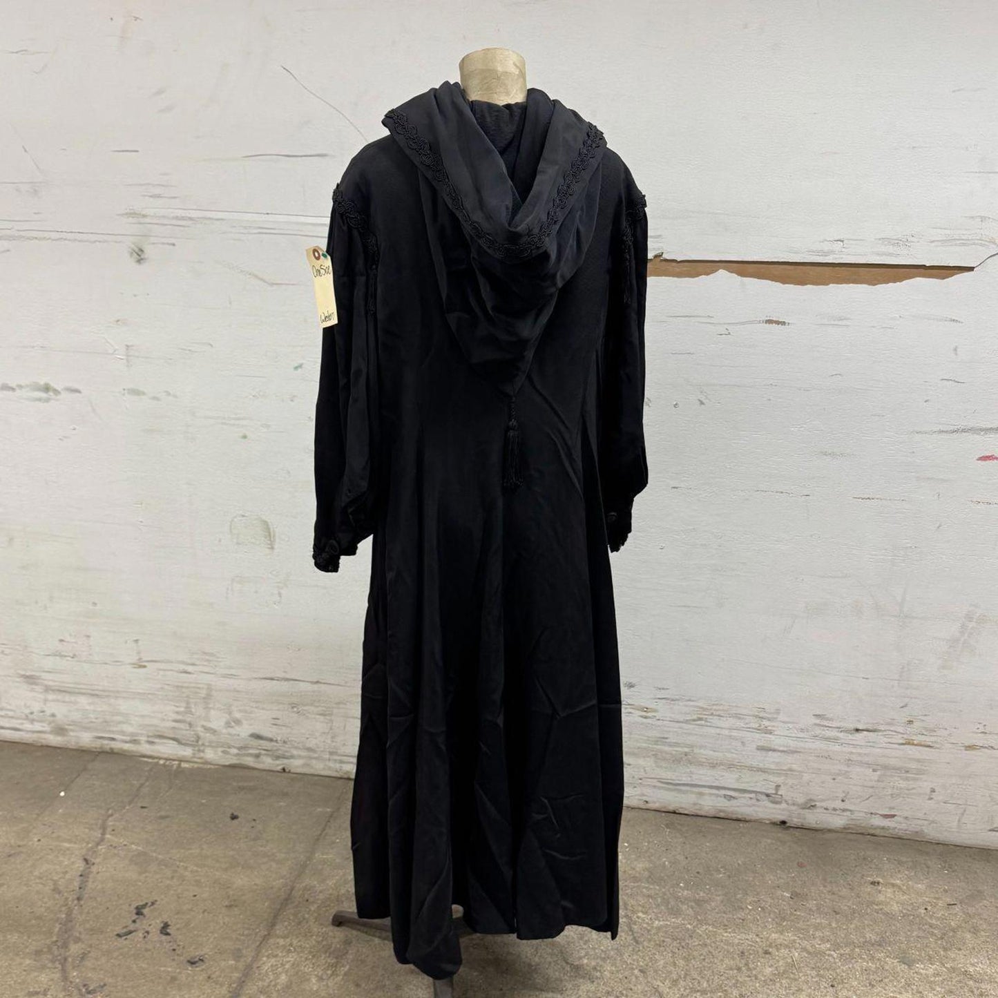 Vintage 50s Black Hooded Victorian Style Cloak Trench Coat