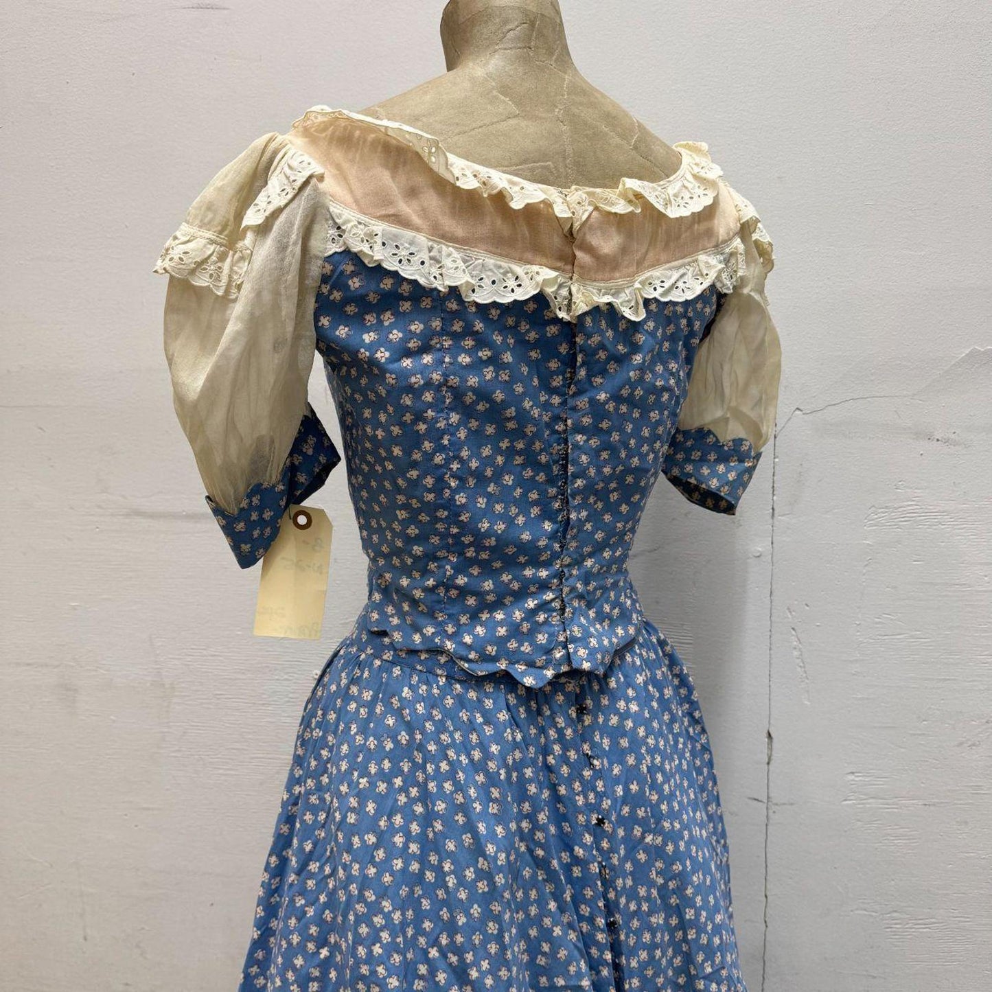 Vintage 1950s Studio-Made Blue Calico Tiered Western Prairie Dress Movie Costume