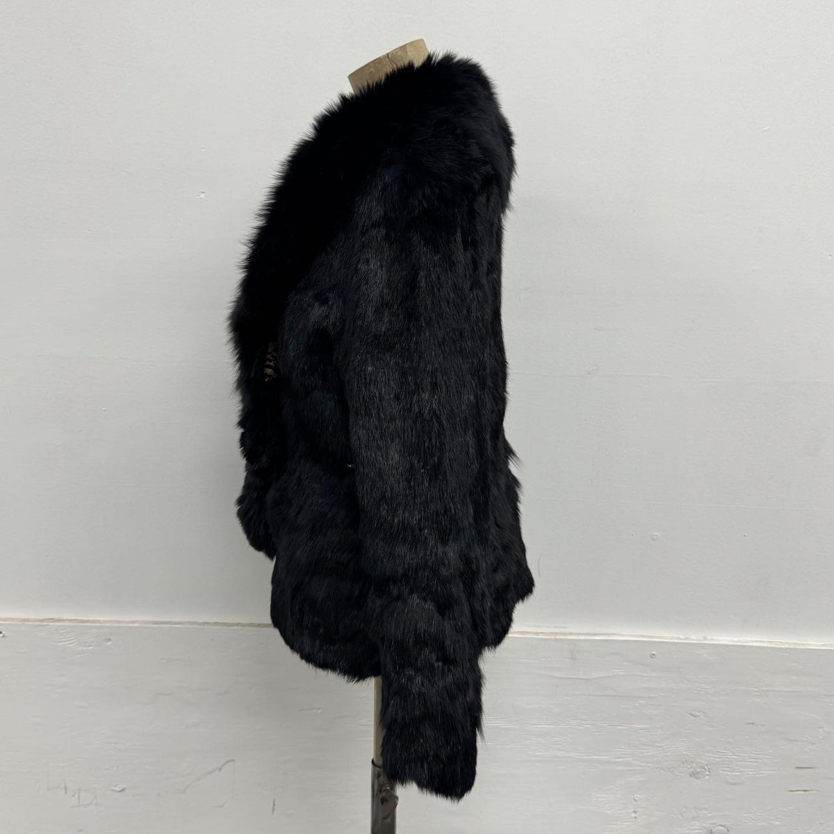 Vintage Y2K Black Rabbit & Fox Fur Jacket Coat