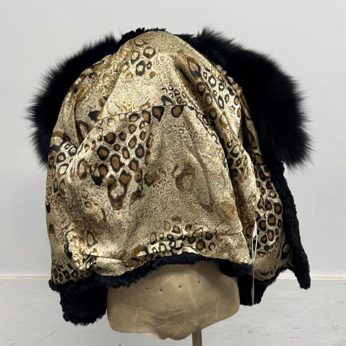 Vintage Y2K Black Rabbit & Fox Fur Jacket Coat