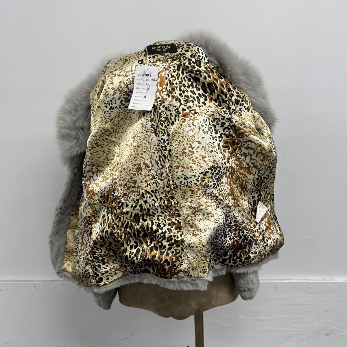 Vintage Y2K Grey Rabbit & Fox Fur Jacket Coat