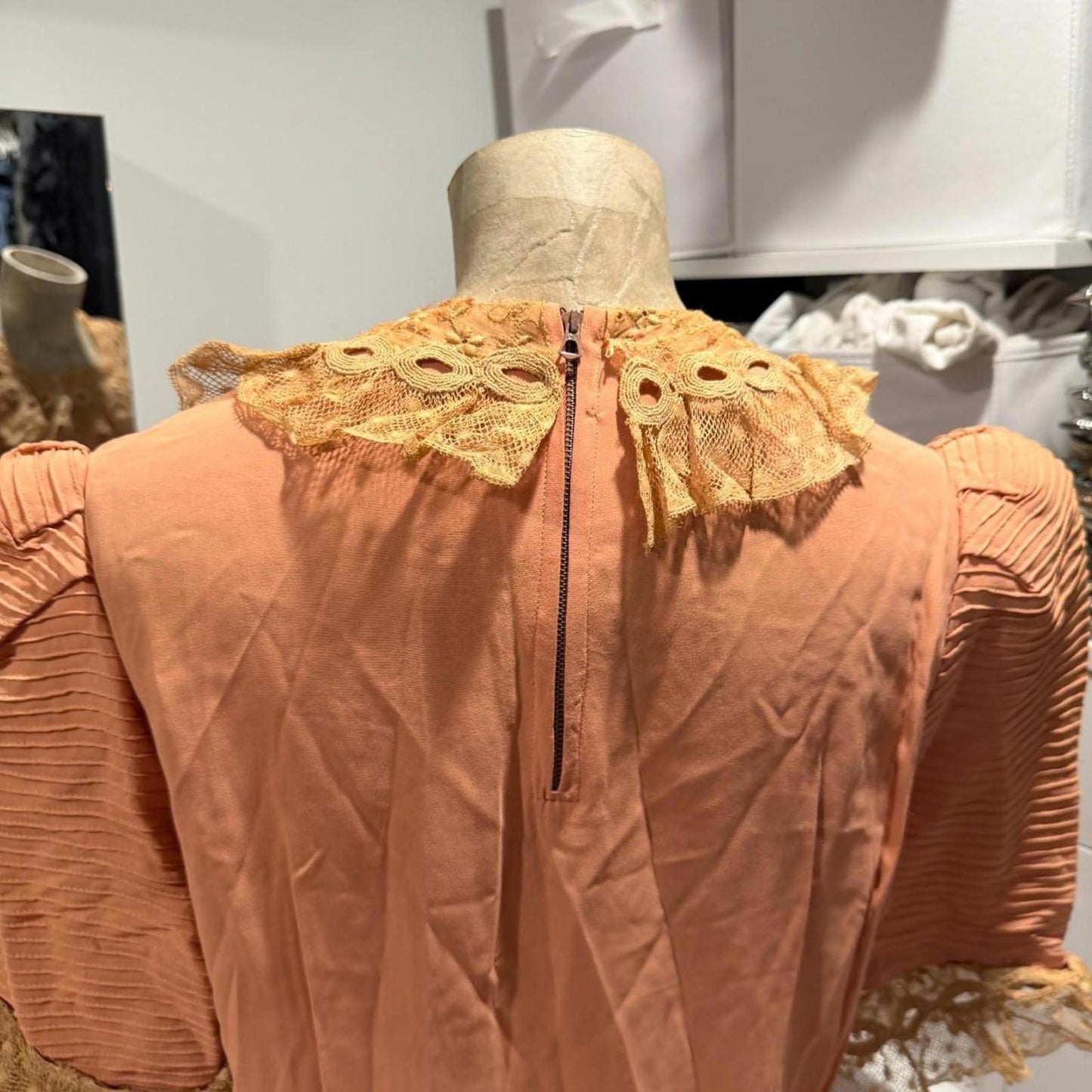 OOAK 1930s Antique Vintage Peach Pink Silk Day Dress