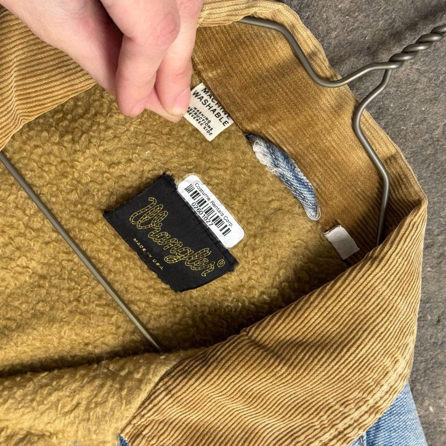 Vintage 70s Distressed Wrangler Denim Sherpa Jacket L