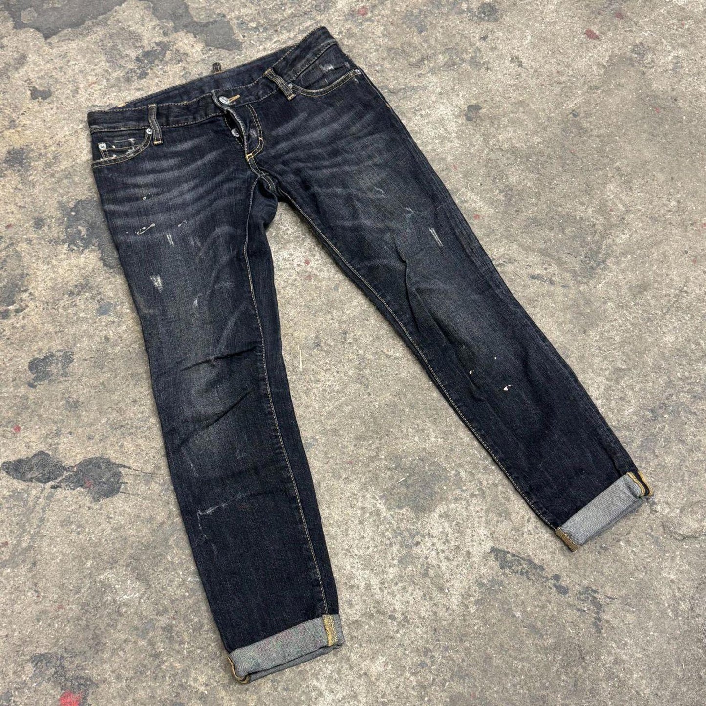 Archival Dsquared² Low Rise Cropped Capri Distressed Skinny Jeans
