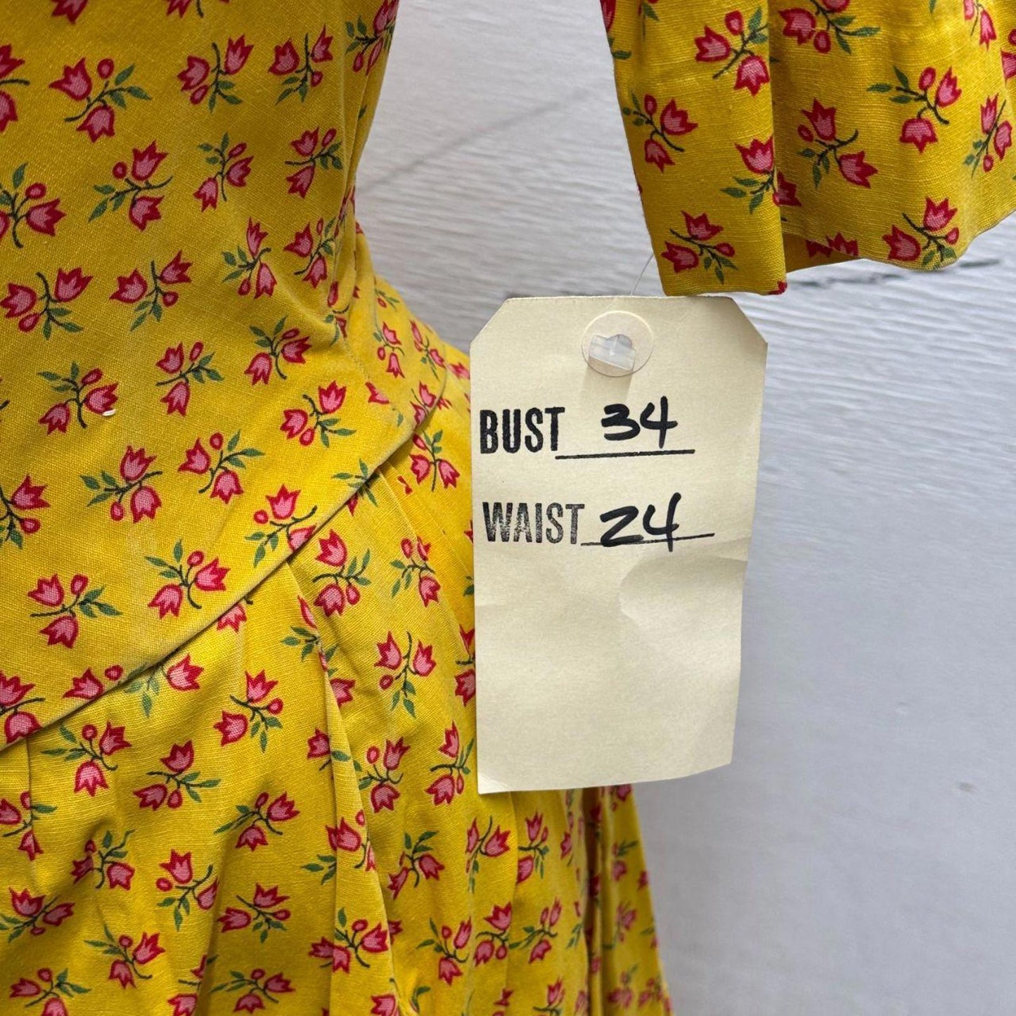 Vtg 1950s Studio-Made Western Prairie Maxi Dress Set Yellow Calico Movie Costume