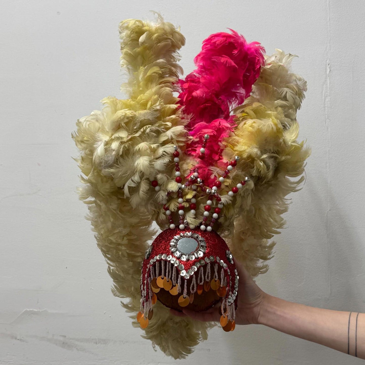 Vintage 60s 70s Hollywood Showgirl Feather Headdress Film Burlesque Costume