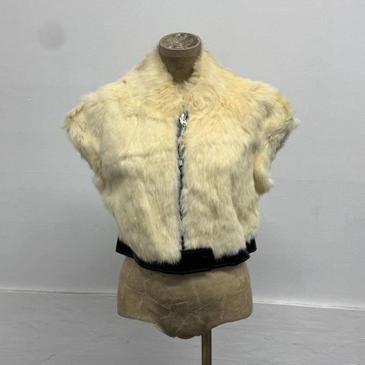 Vintage Rotiny Cream Rabbit Fur Cropped Vest