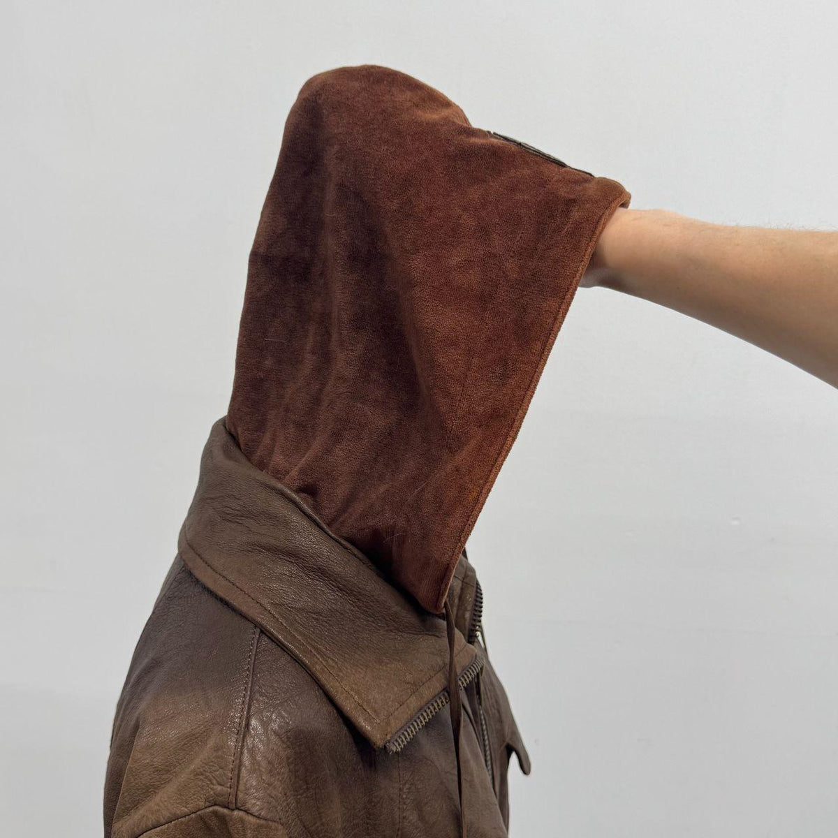 Vintage Brown Layered Hooded Y2K Leather Jacket