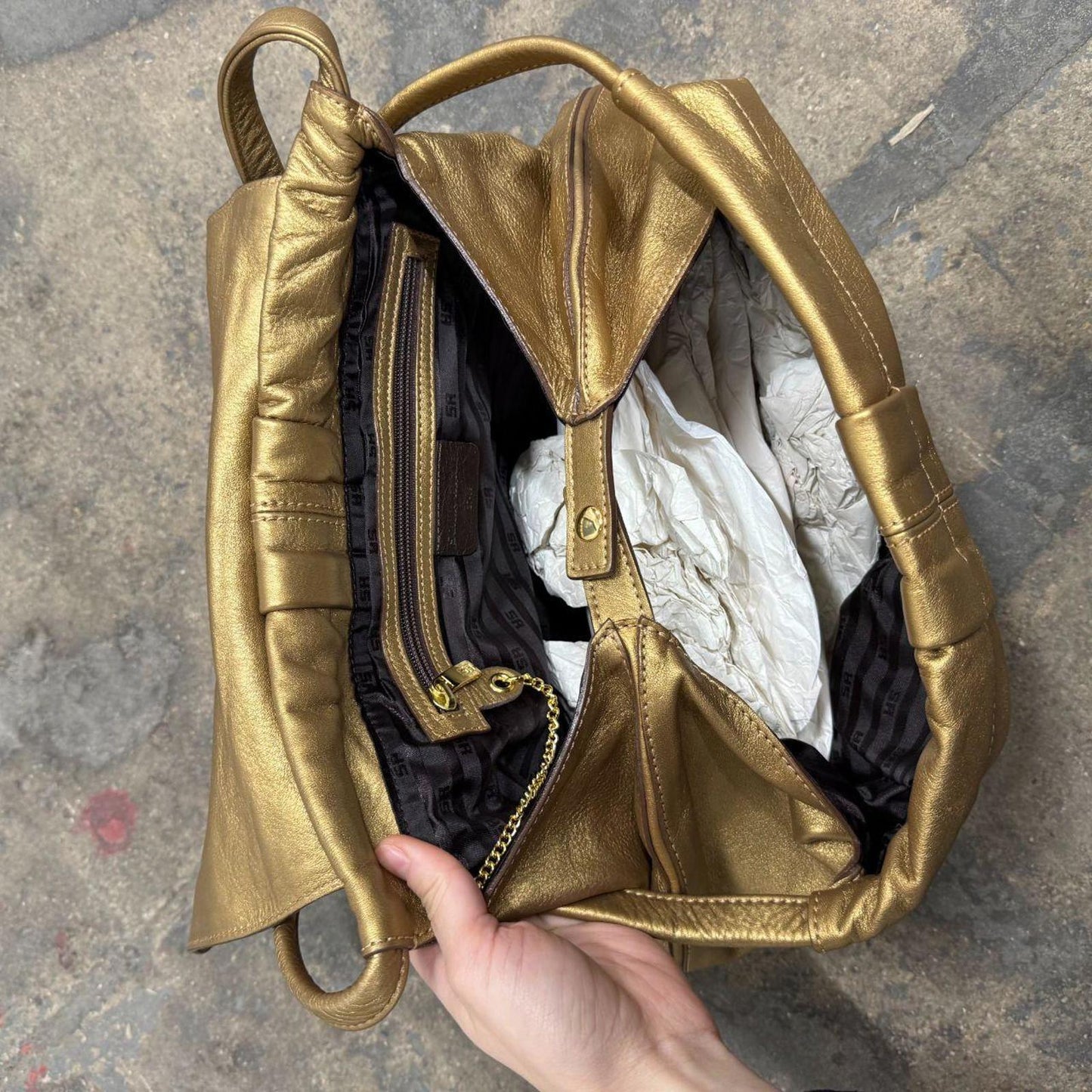 Y2K Gold Vintage Sonia Rykiel Embellished Leather Shoulder Bag