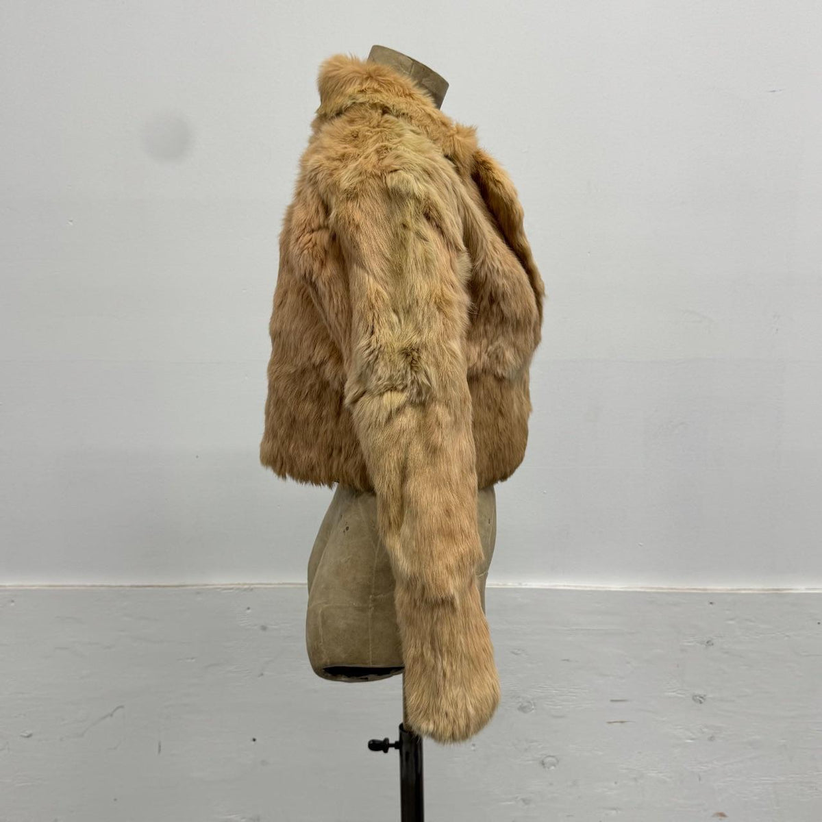 Vintage Cream Peach Rabbit Fur Jacket Coat