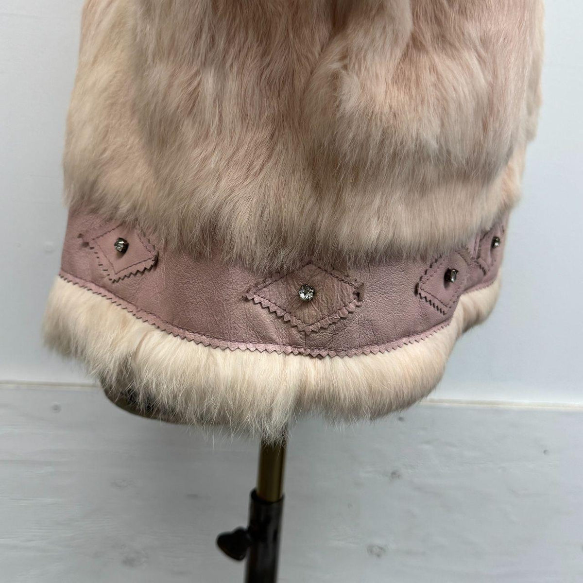 Vintage Y2K Pastel Baby Pink Rabbit & Fox Fur Jacket Coat