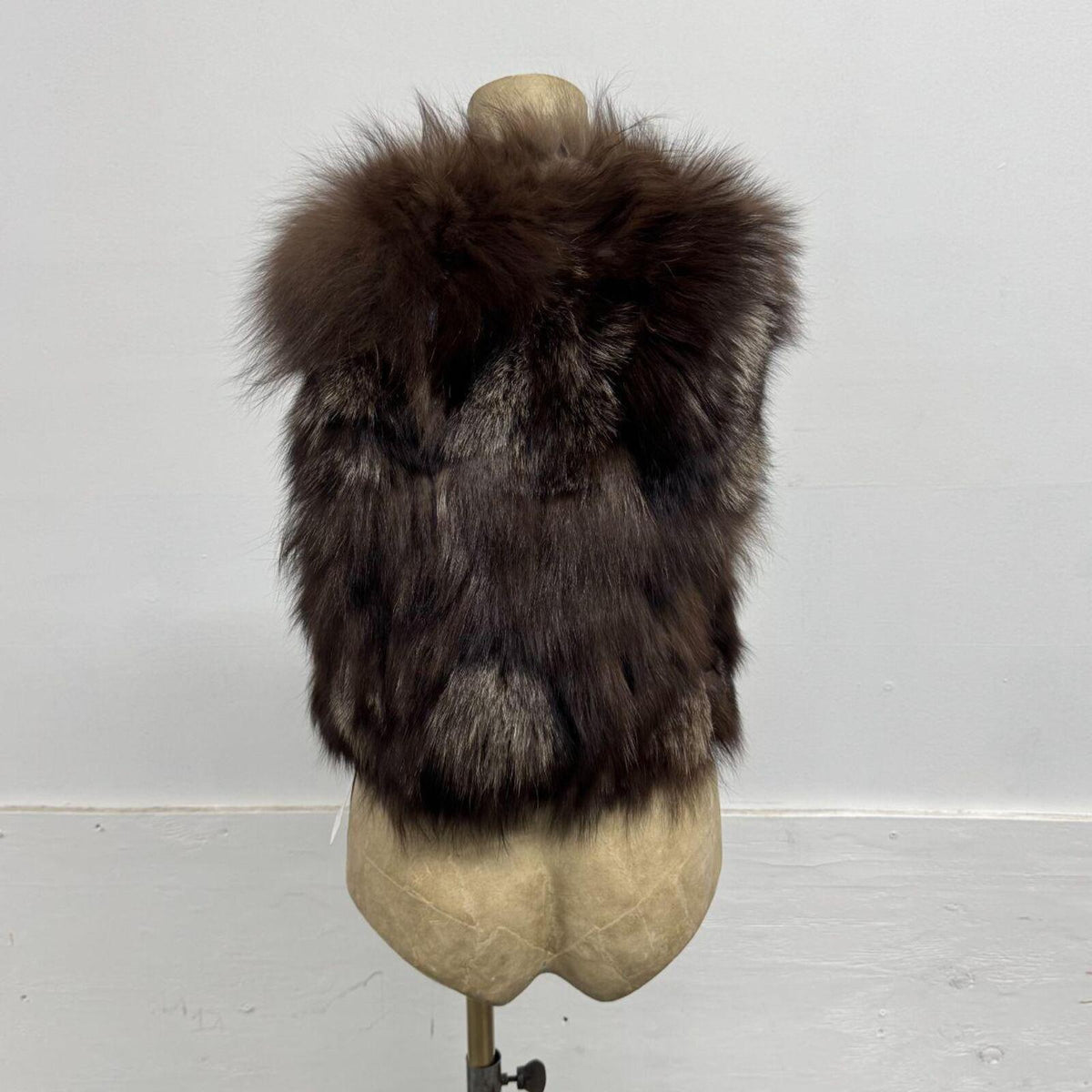 Y2K Vintage Variegated Brown Genuine Fox Fur Vest