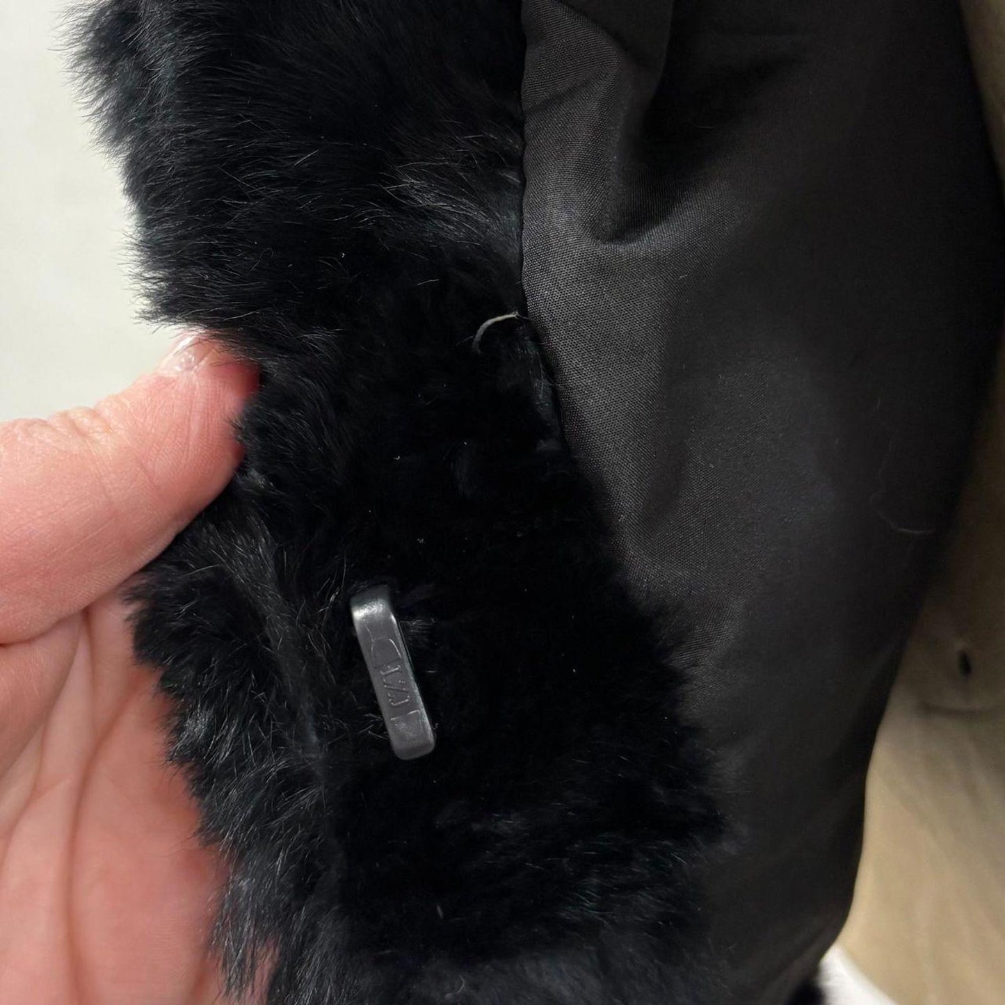 Vintage Y2K Black Real Rabbit Fur Coat Mongolian Lamb Trim