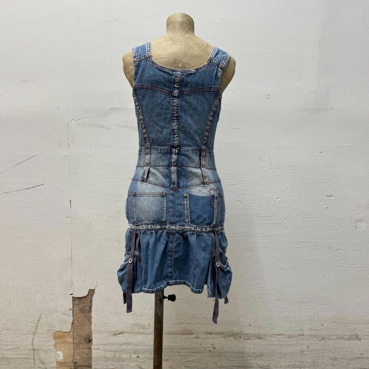 Vintage R867 Avant-Garde Paneled Denim Mini Dress