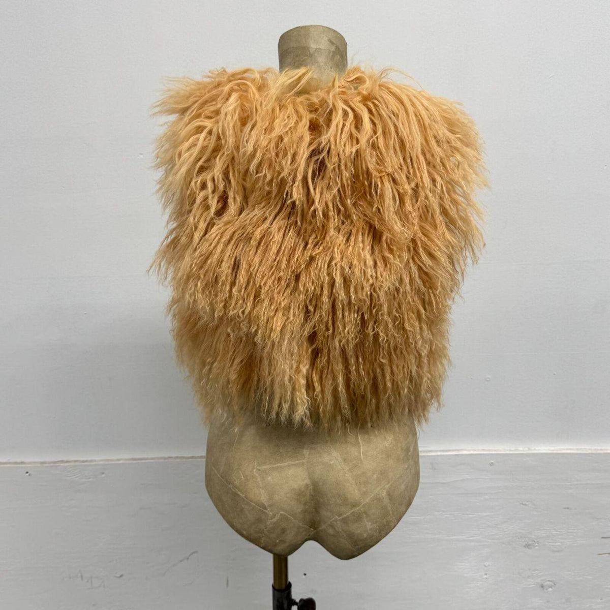 Vintage Tan Mongolian Lamb Cropped Vest