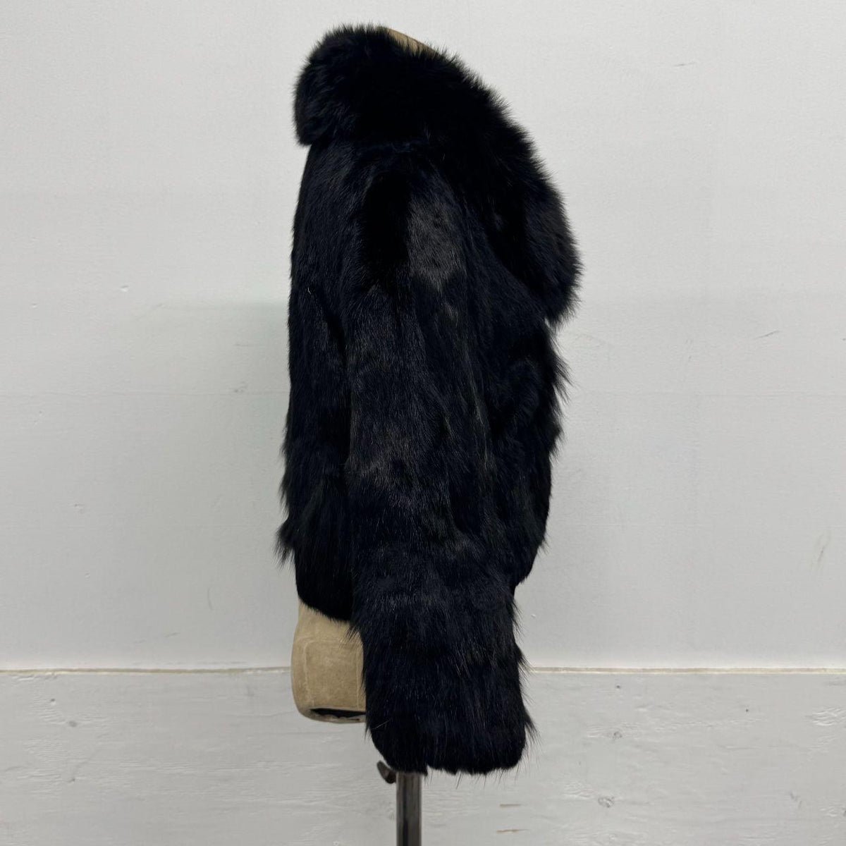 Vintage Black Rabbit & Fox Fur Coat Afghan Penny Lane Cropped Jacket