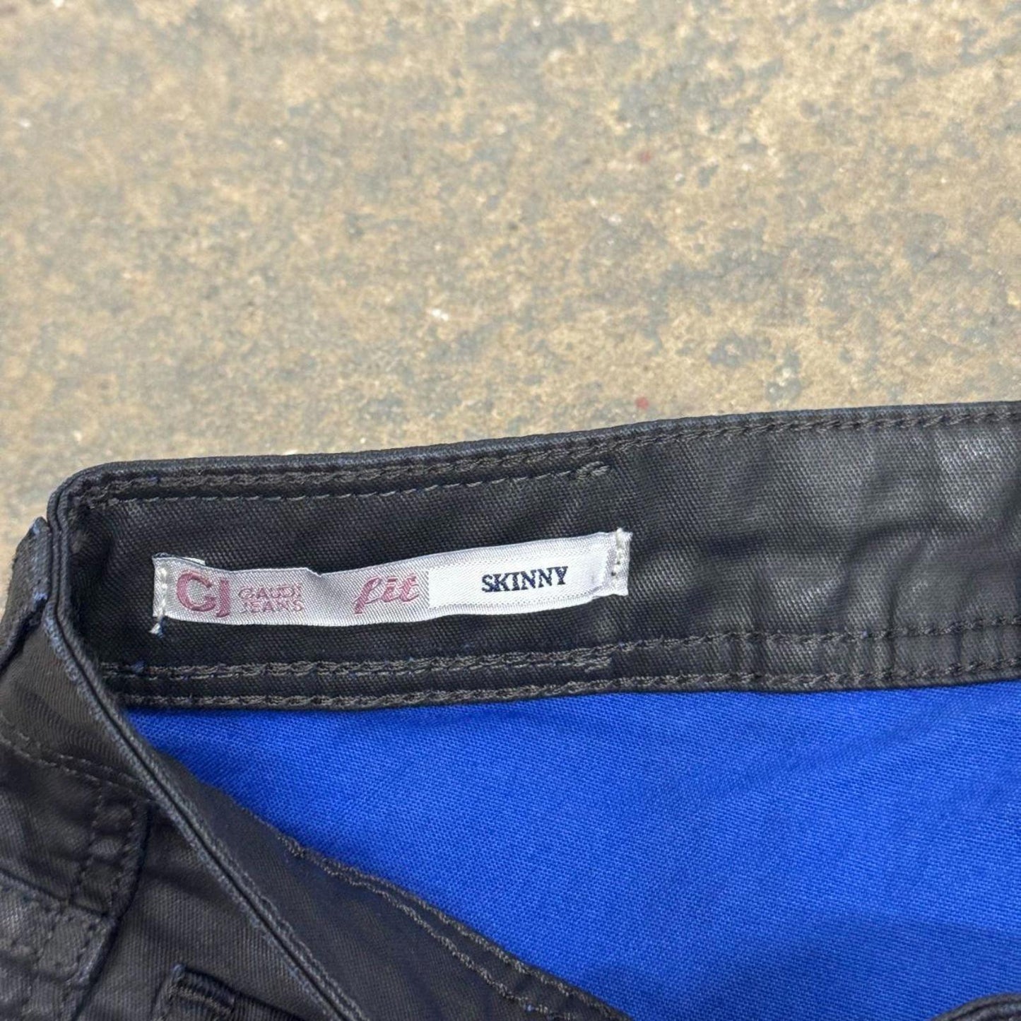 Vintage Gaudi Jeans Low Rise Black Waxed Skinny Jeans 26