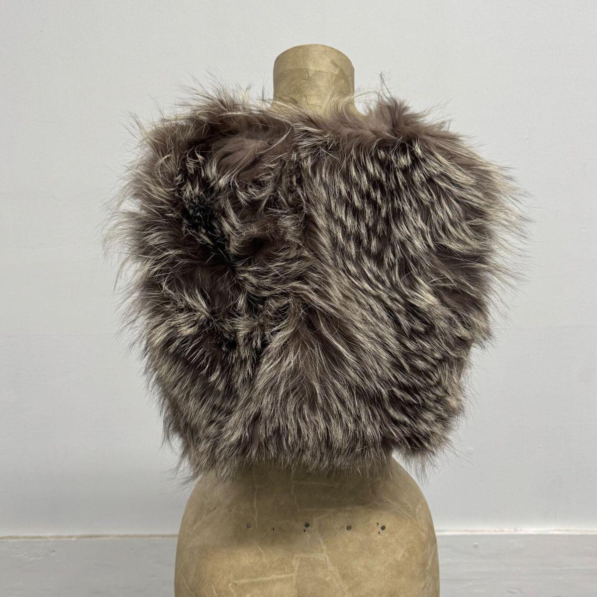 Vintage Y2K Silver Fox & Leather Gilet