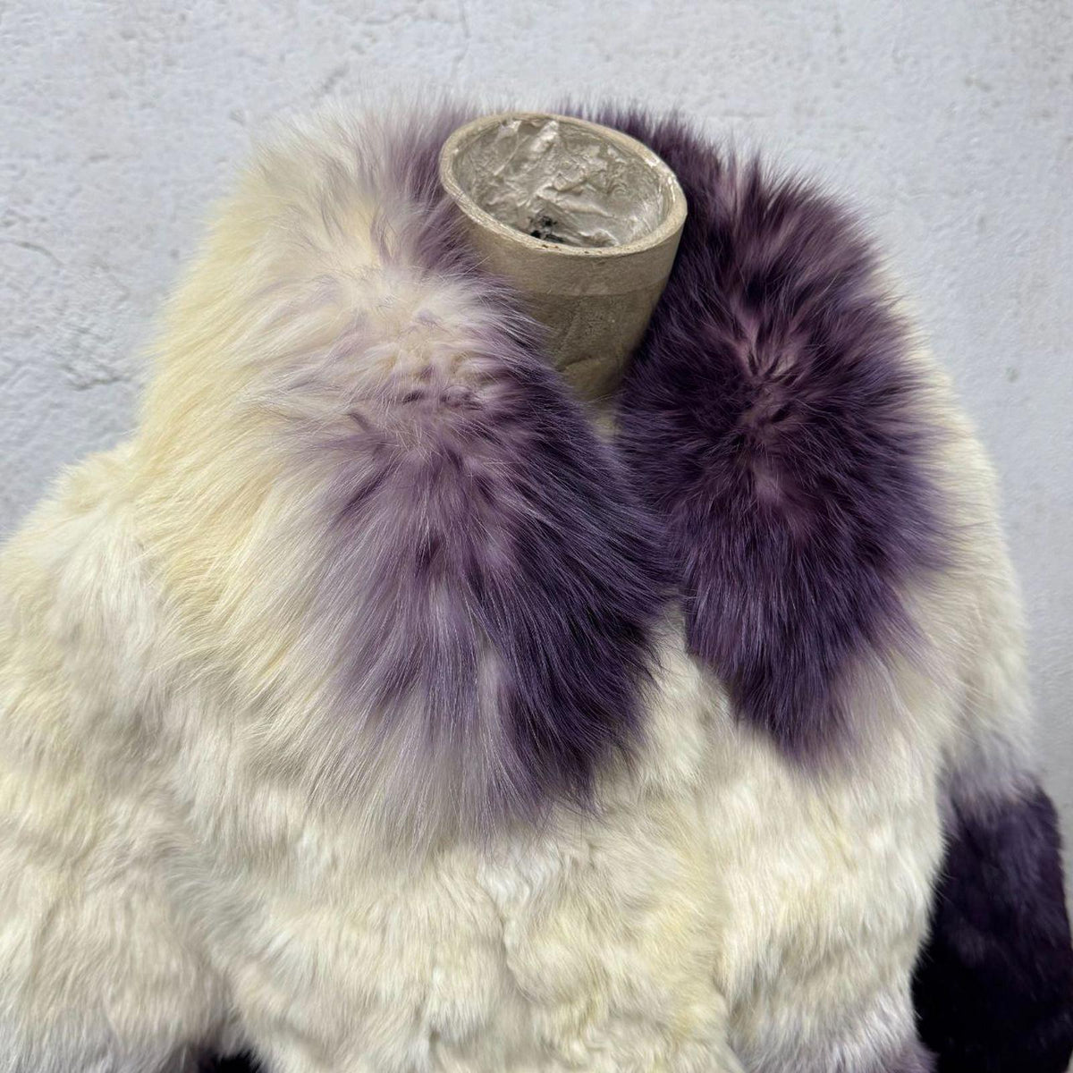 Vintage Archival Y2K Ombré Rabbit & Fox Fur Crop Jacket Coat