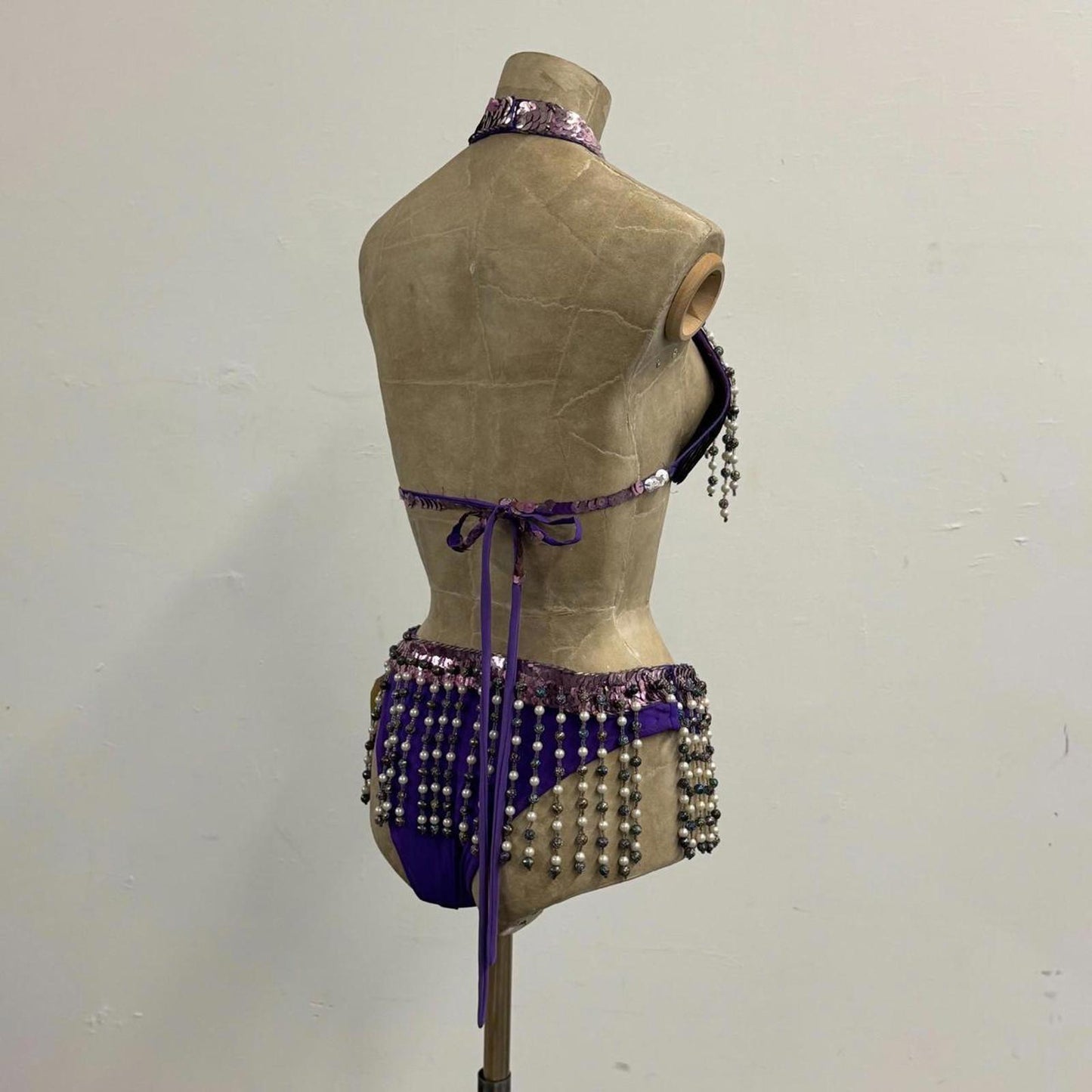 Vintage Purple & Silver Sequin Showgirl Costume Set