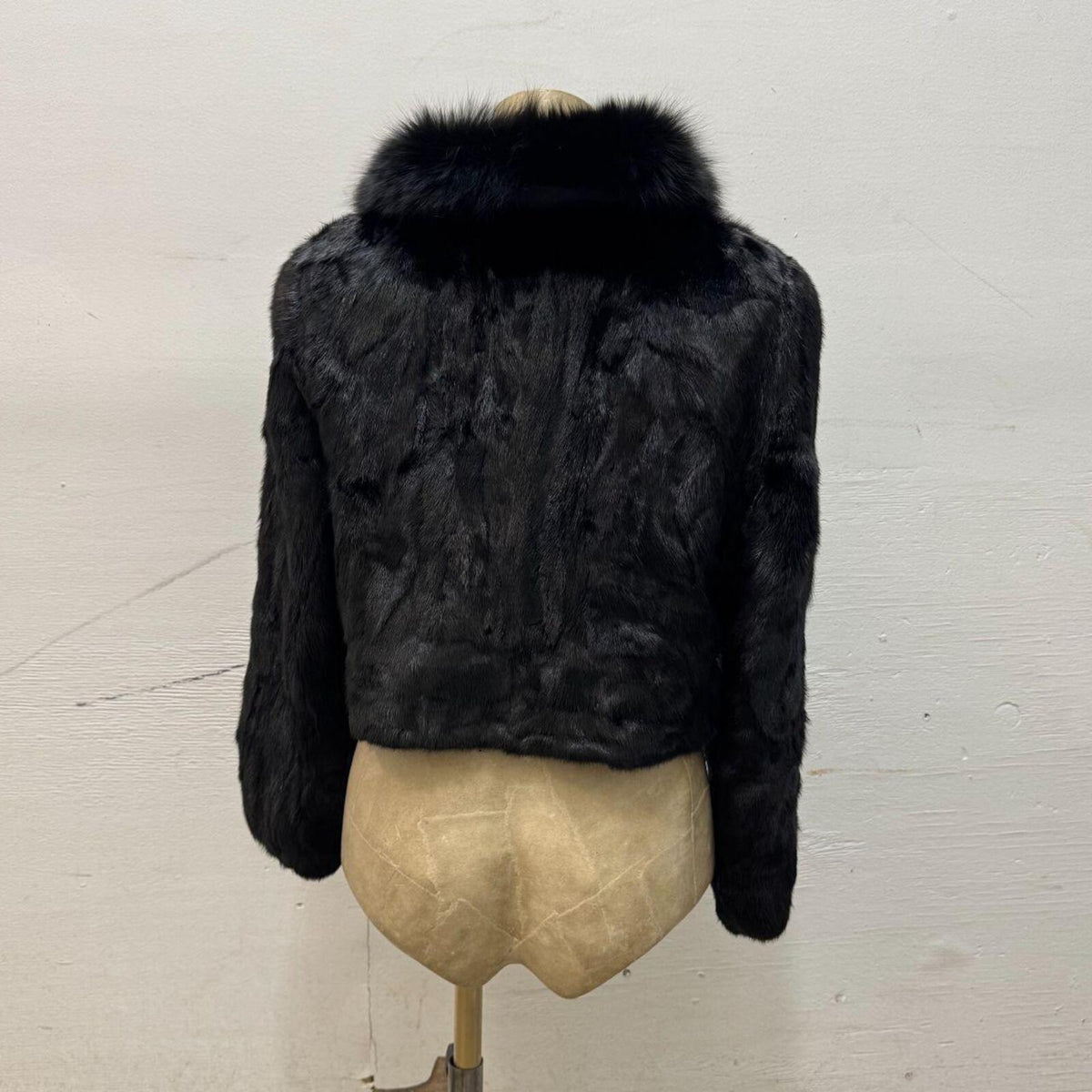 Vintage Black Rabbit & Fox Fur Jacket Coat