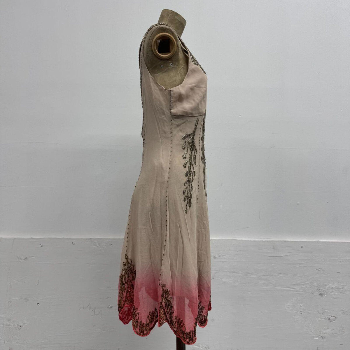 Vintage Y2K Karen Millen Ombré Beaded Silk Fairy Dress Pink