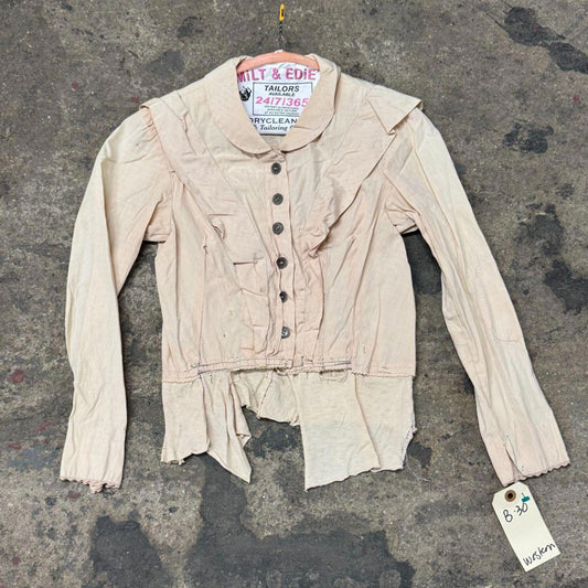 Vintage Film Costume 40s 50s Does Victorian Antique Style Peach Blouse XS