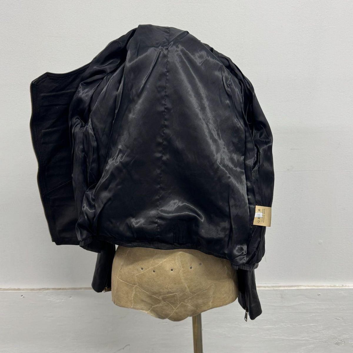 Vintage Black Military Button Marching Band Leather Jacket
