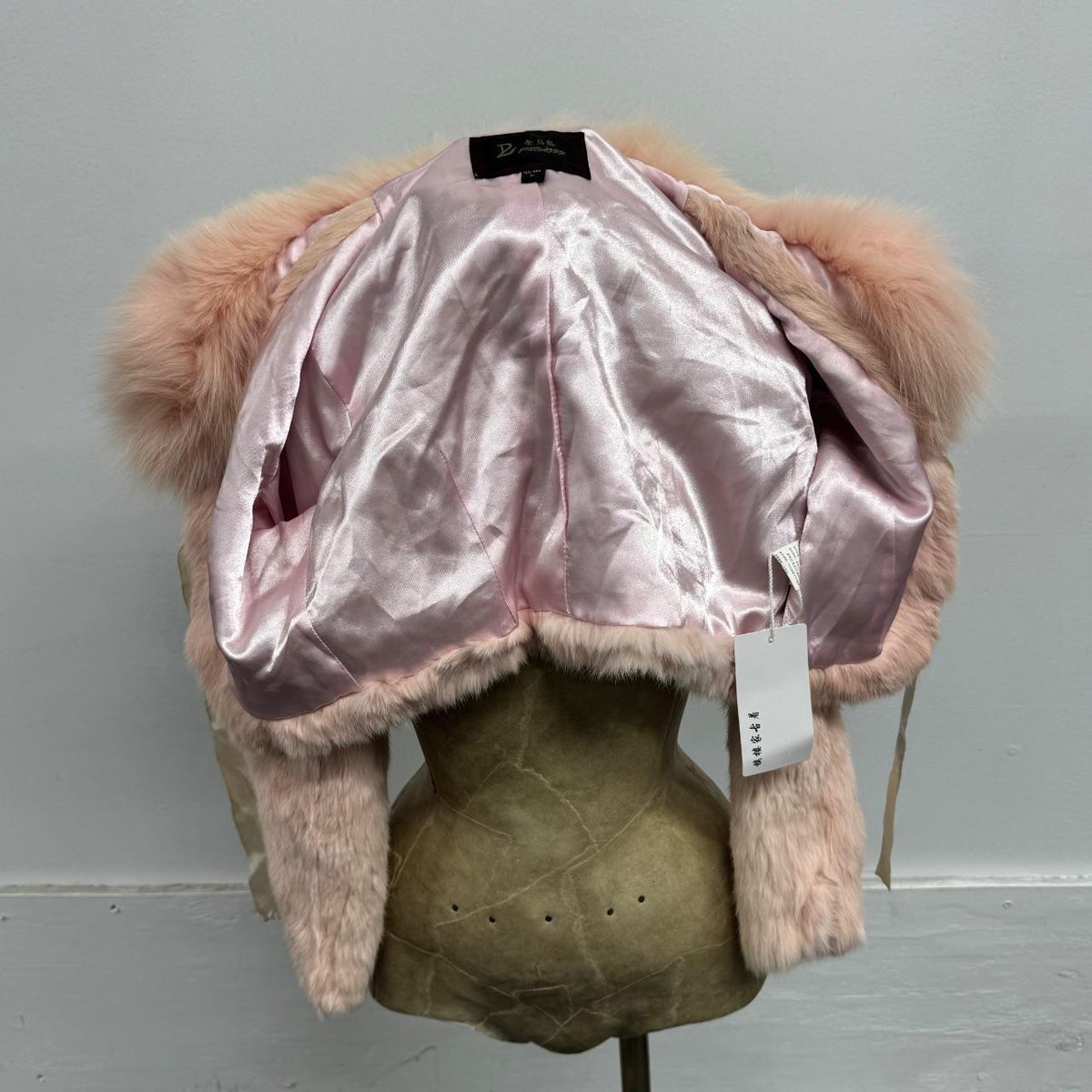 Vintage Y2K Baby Pastel Pink Rabbit & Fox Fur Cropped Bolero Jacket Coat
