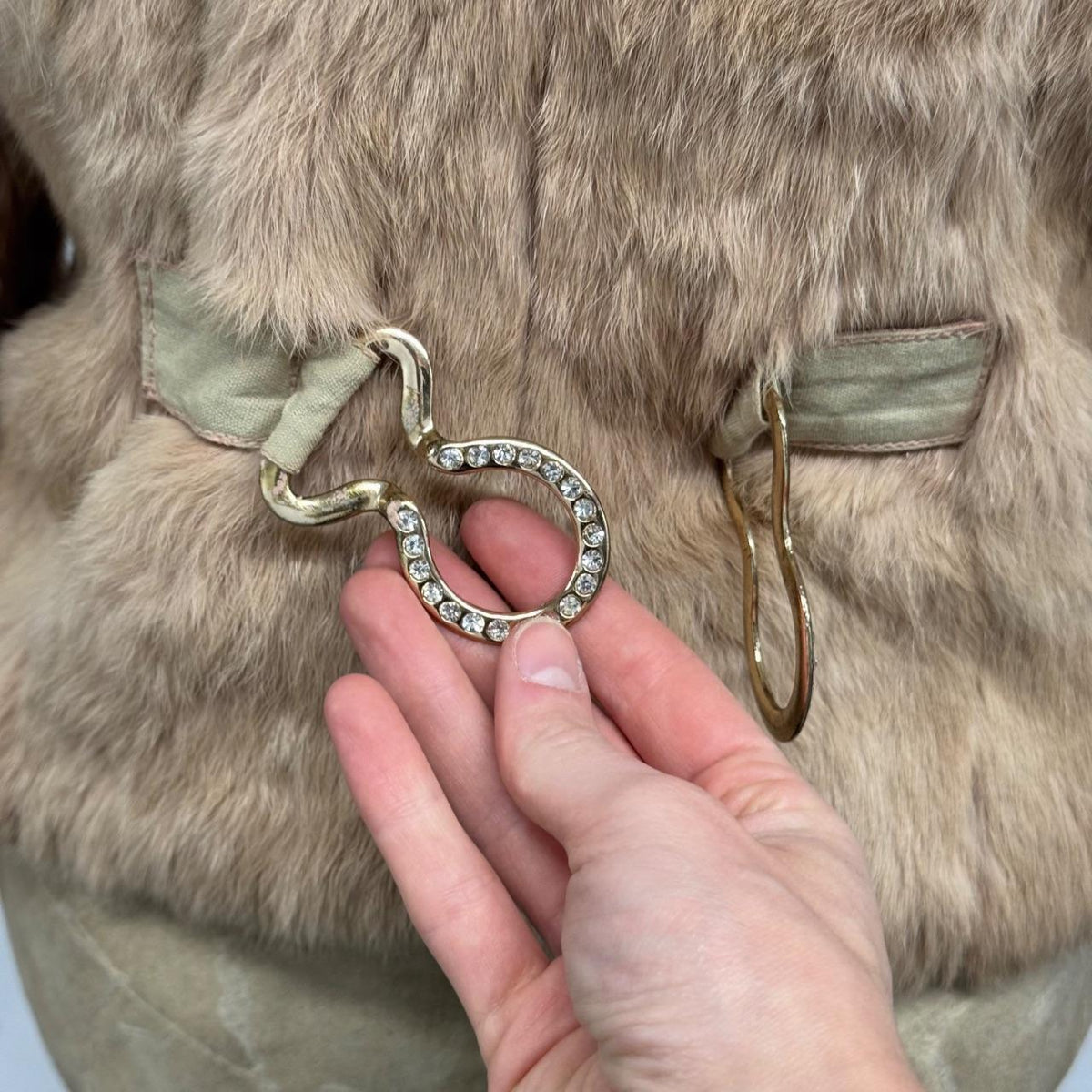 Vintage Y2K Tan Rabbit & Raccoon Fur Jacket Coat