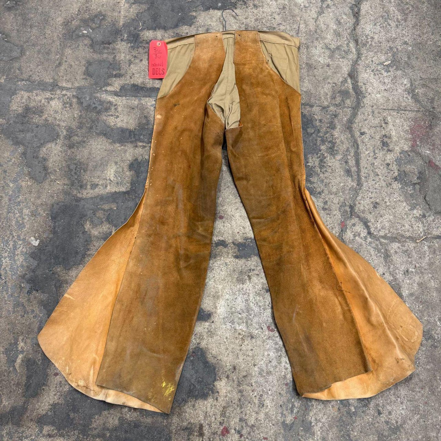 Vintage 1940s 50s Genuine Suede Western Film Costume Chap Bellbottom Trousers