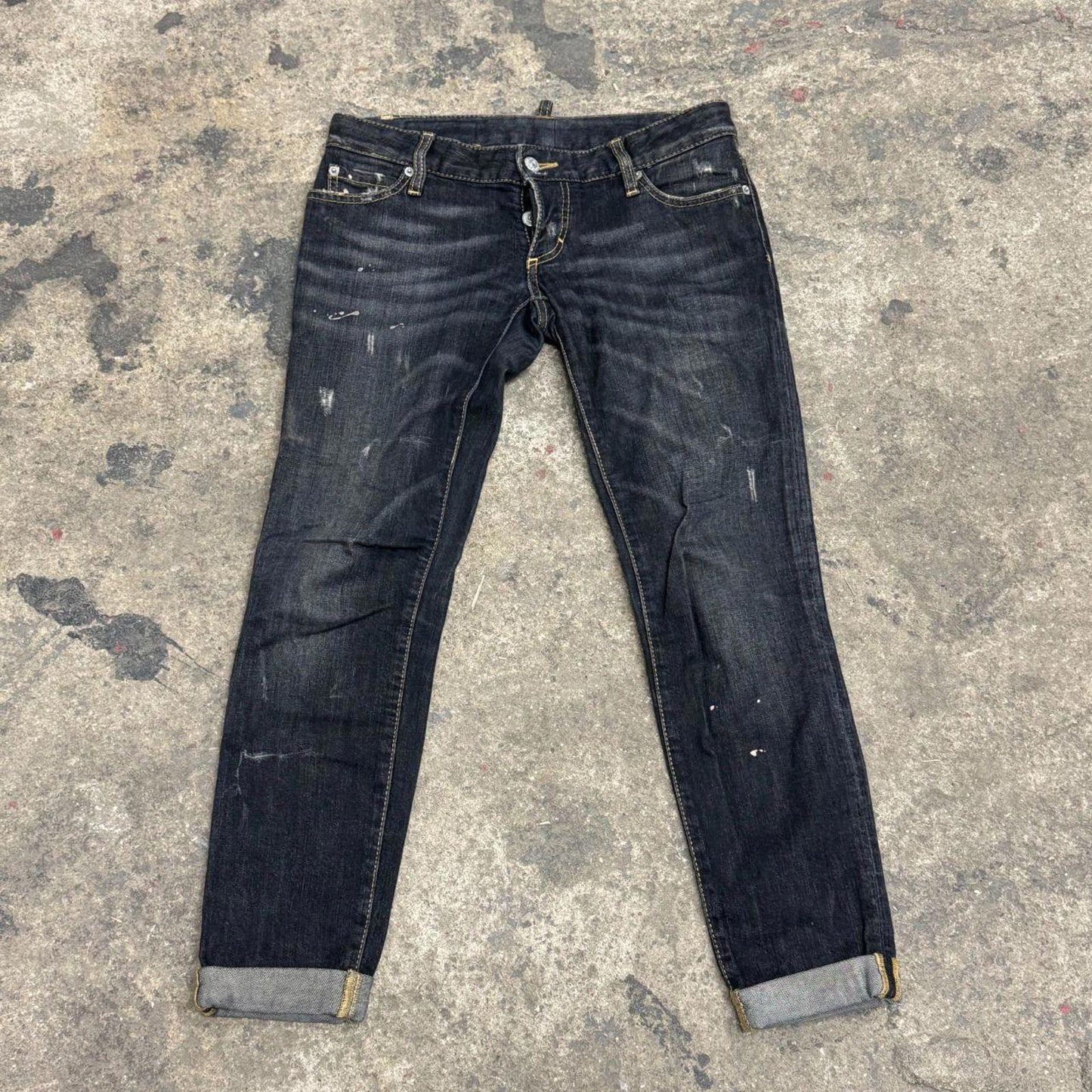 Archival Dsquared² Low Rise Cropped Capri Distressed Skinny Jeans