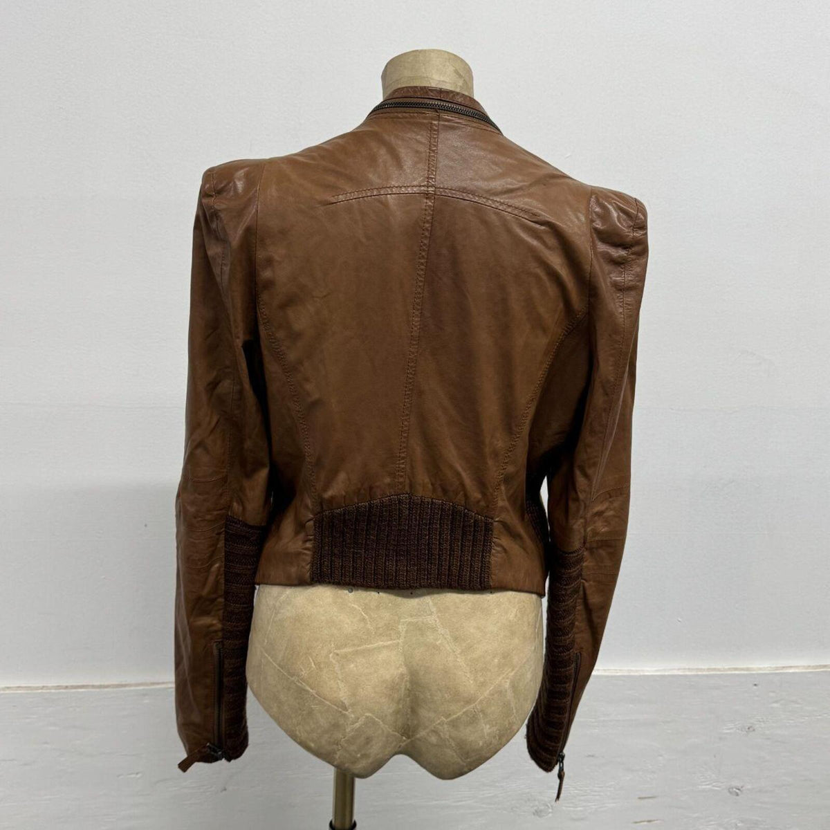 Vintage Brown Moto Asymmetric Avant Garde Leather Jacket