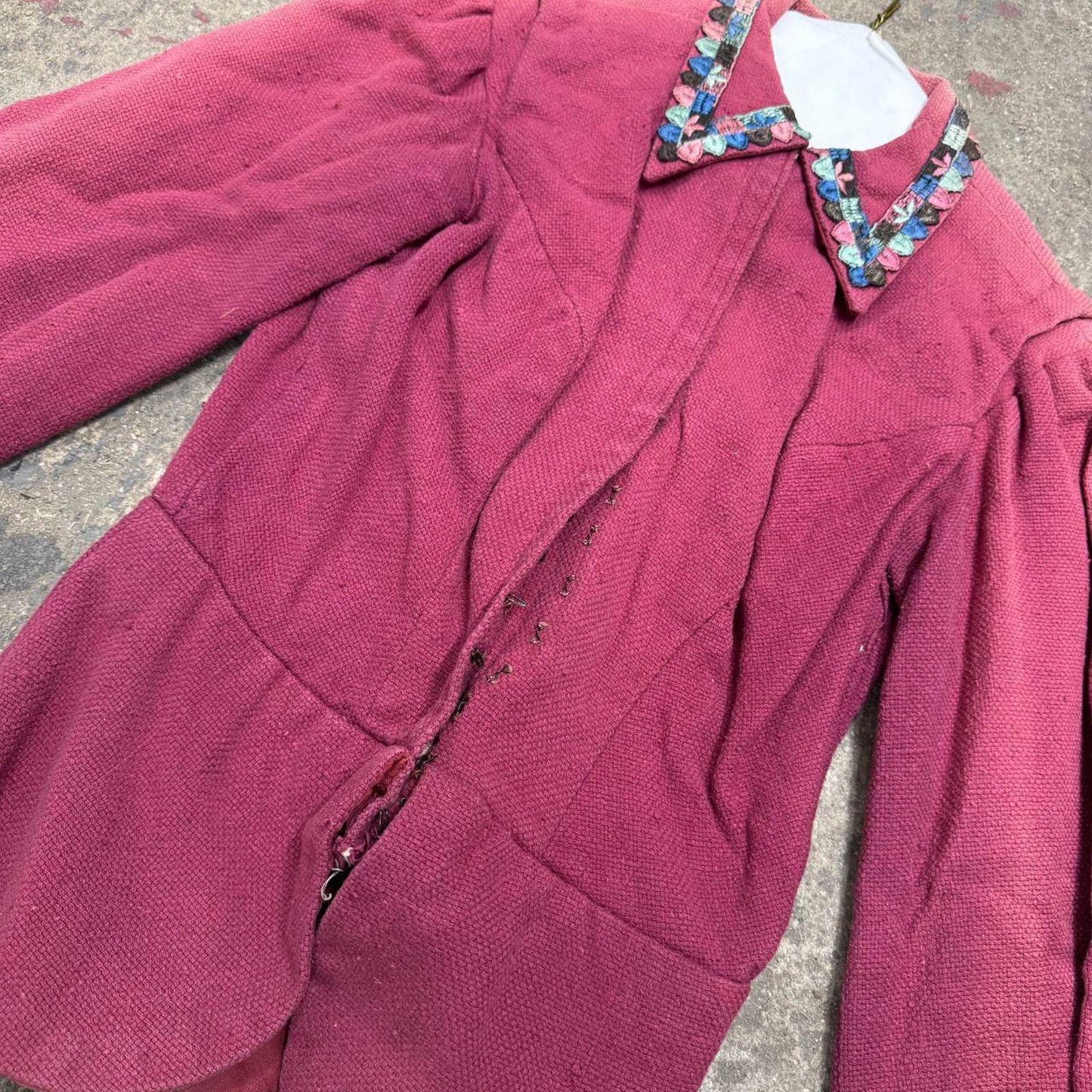 Vintage Film Costume 40s 50s Does Victorian Antique Style Faded Red Bodice S